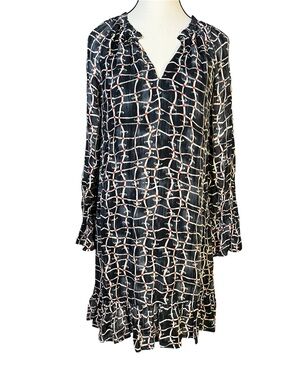VELVET By Graham & Spencer Zurich Print Tunic Shift Dress Black/White/Red Sz XS